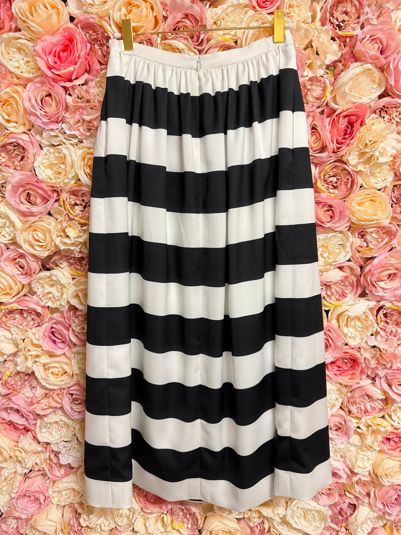 Piq Midi Skirt Black White Striped