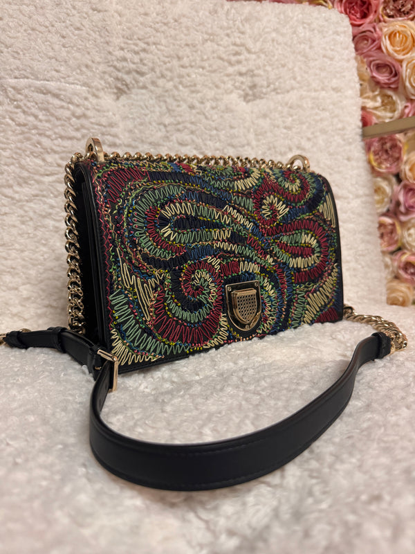 Dior Diorama Bag with Embroideries and Beads Black Multi