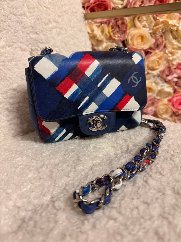 Chanel Classic Flap Mini "Airline Collection" Blue White Red