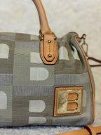 Bally Monogram Fabric Bag Beige Grey
