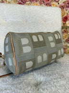 Bally Monogram Fabric Bag Beige Grey
