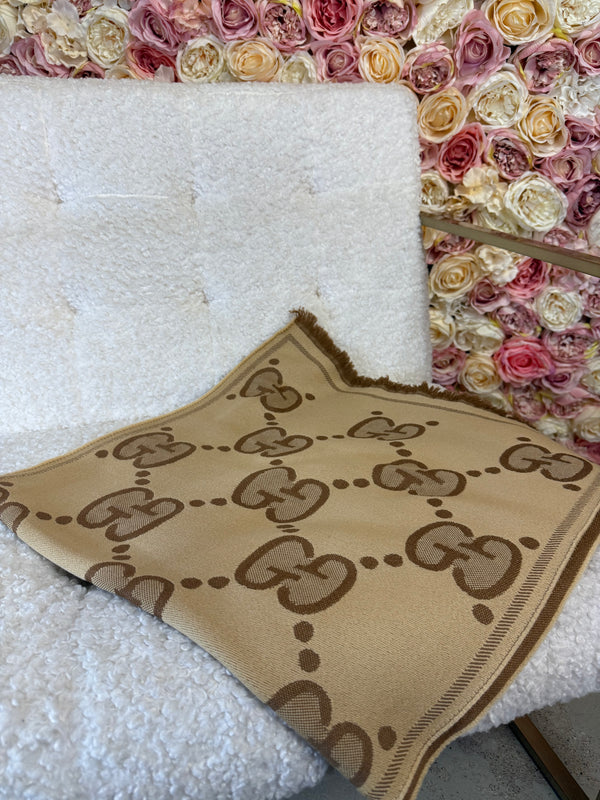 Gucci Monogram Scarf Beige Brown