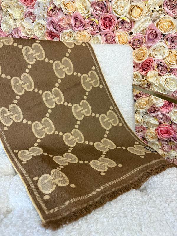 Gucci Monogram Scarf Beige Brown