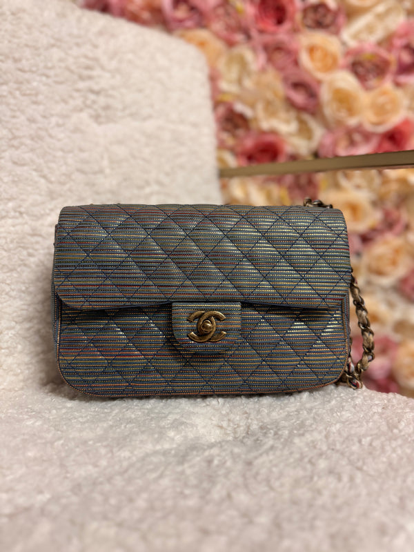 Chanel Classic Flap Bag Small Striped Multicolor