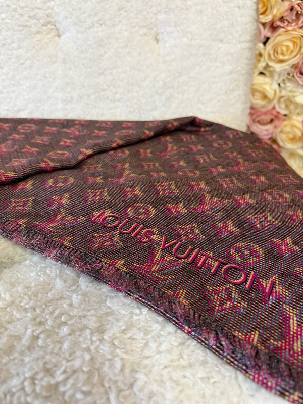 Louis Vuitton Monogram Scarfs 140 x 140cm Blue & Red