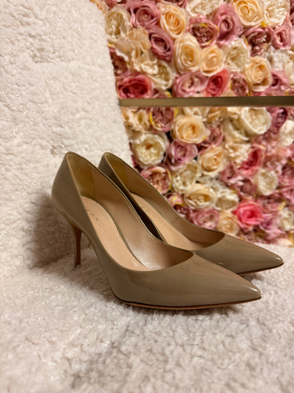 Casadei Patent Leather Heels Light Brown Taupe
