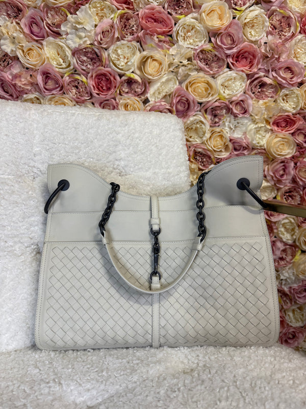 Bottega Veneta Beverly Intrecciato Bag Ivory