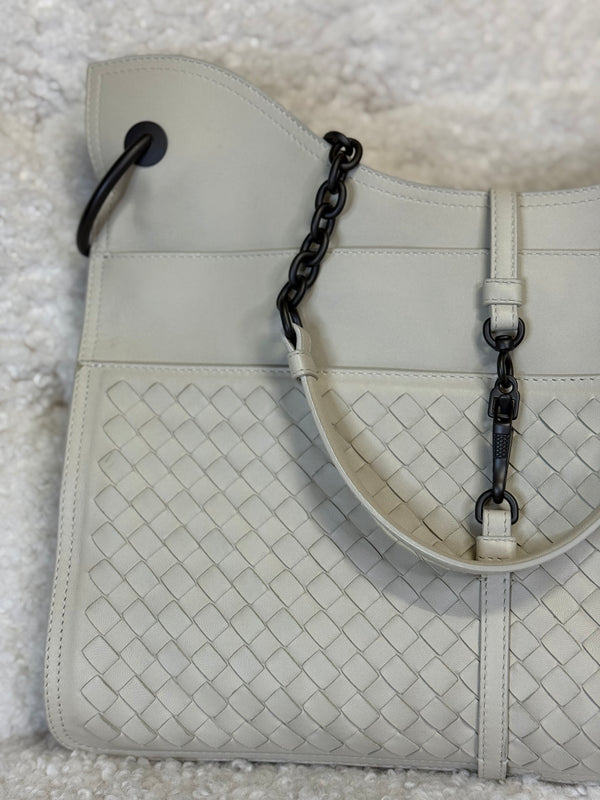 Bottega Veneta Beverly Intrecciato Bag Ivory