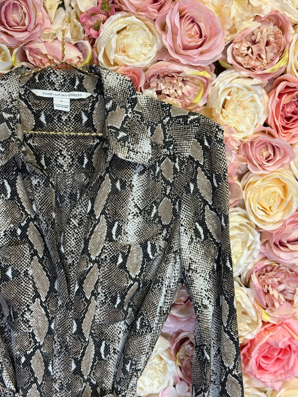 Diane von Furstenberg Snake Print Dress Brown Multi Sz. XS