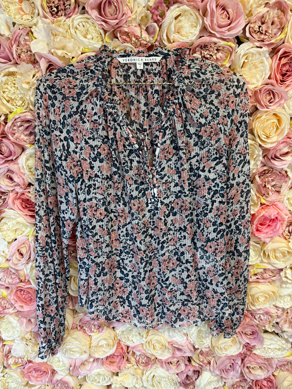 Veronica Beard Blouse Light Pink Multi Sz. S