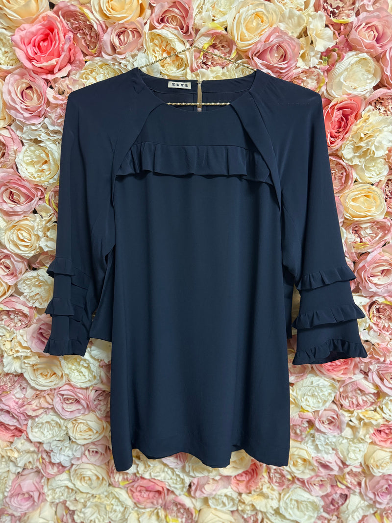 Miu Miu Silk Blouse Dark Blue