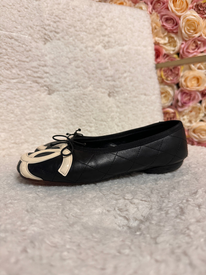 Chanel Cambon Ballet Flat Black White