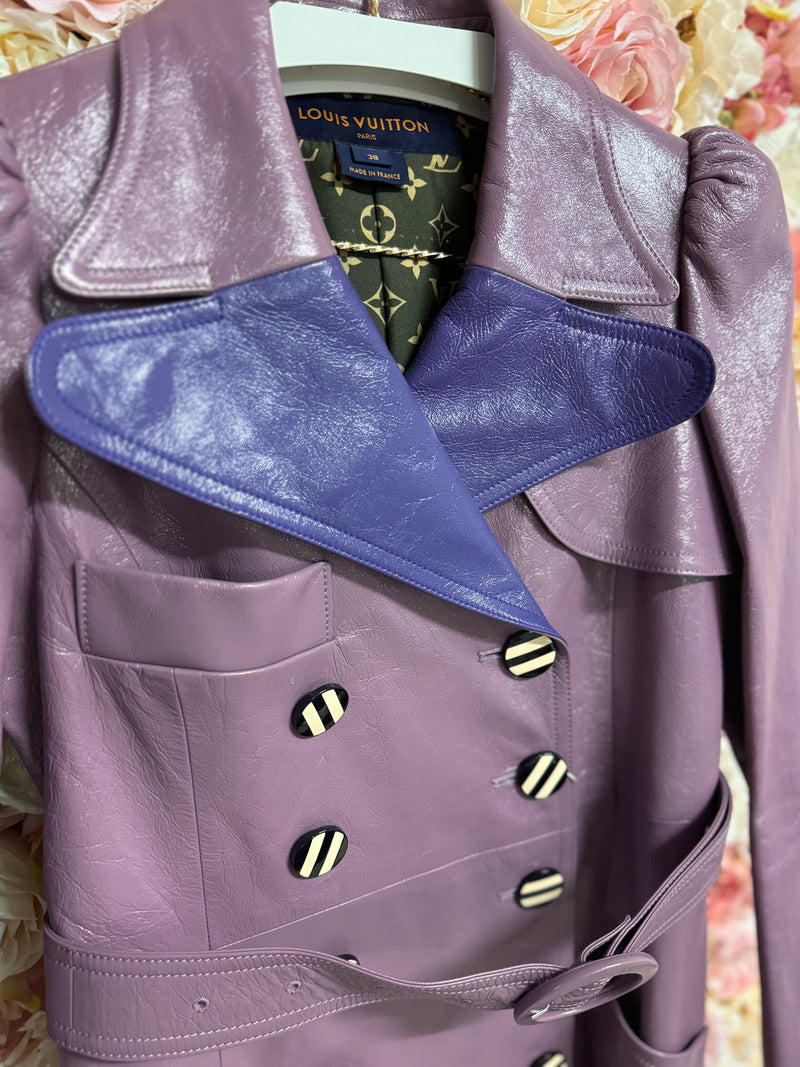 Louis Vuitton Runway Leather Coat Purple