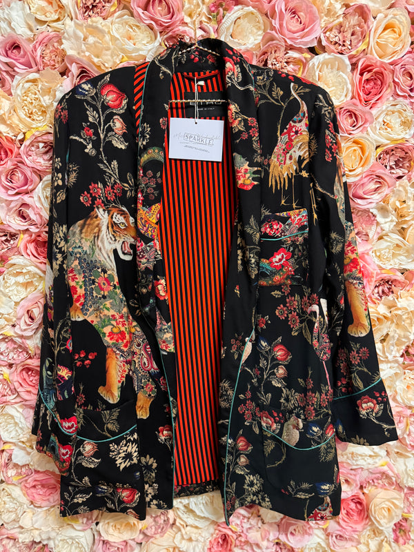 Etro Silk Kimono Black Multi