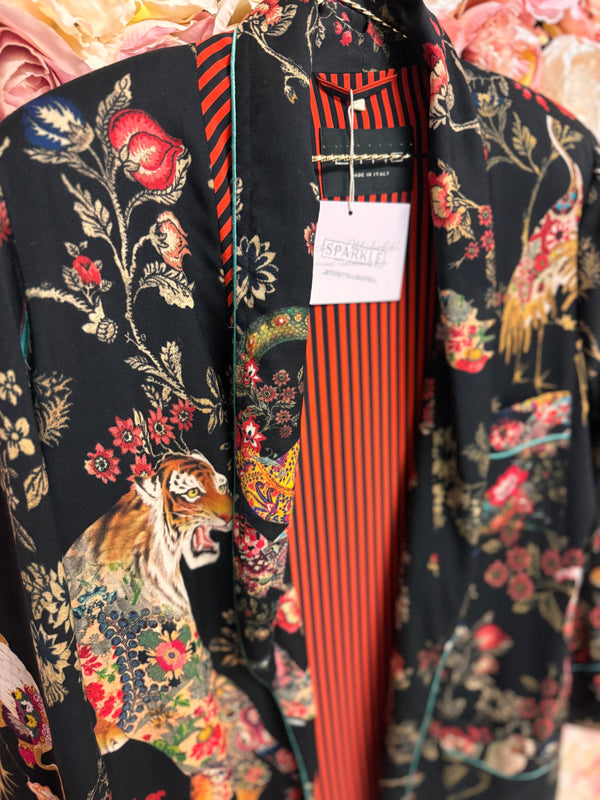 Etro Silk Kimono Black Multi