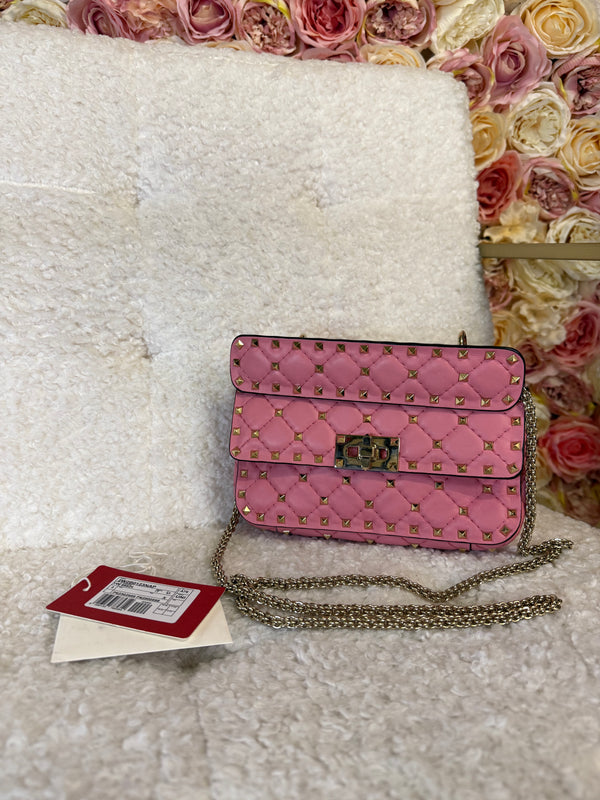 Valentino Rockstud Leather Bag Pink Small
