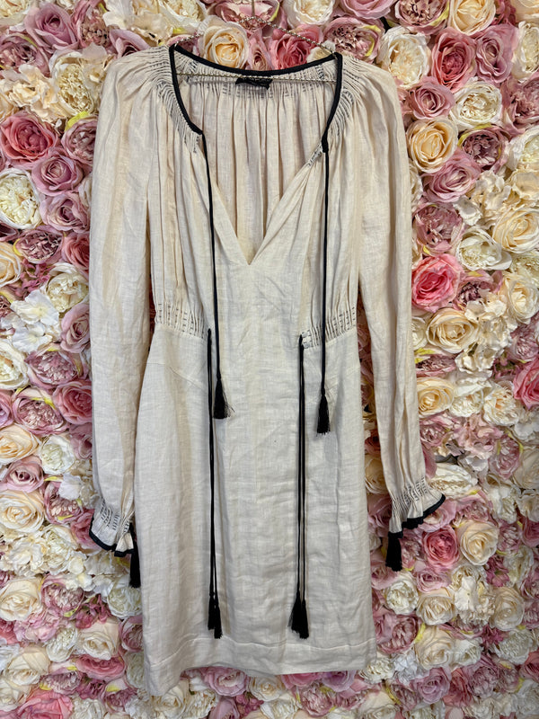 Tom Ford Linen Dress Beige Black Sz. 38 DE