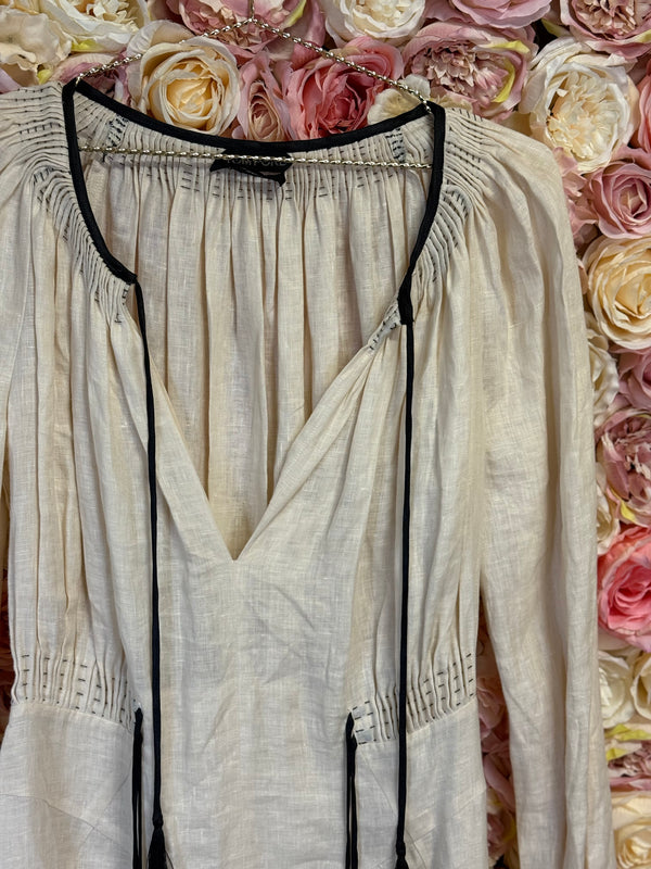 Tom Ford Linen Dress Beige Black Sz. 38 DE