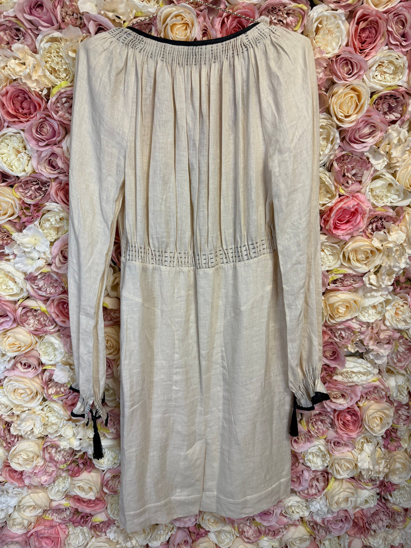 Tom Ford Linen Dress Beige Black Sz. 38 DE