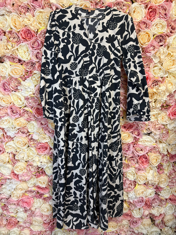 La Camicia Long Dress Black White Sz. 40 / 42 DE