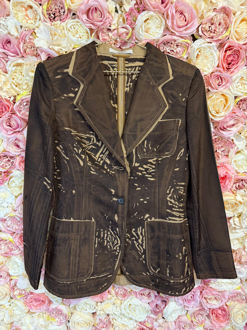 Prada thin Blazer S/S 2005 Brown Multi Sz. 38 DE