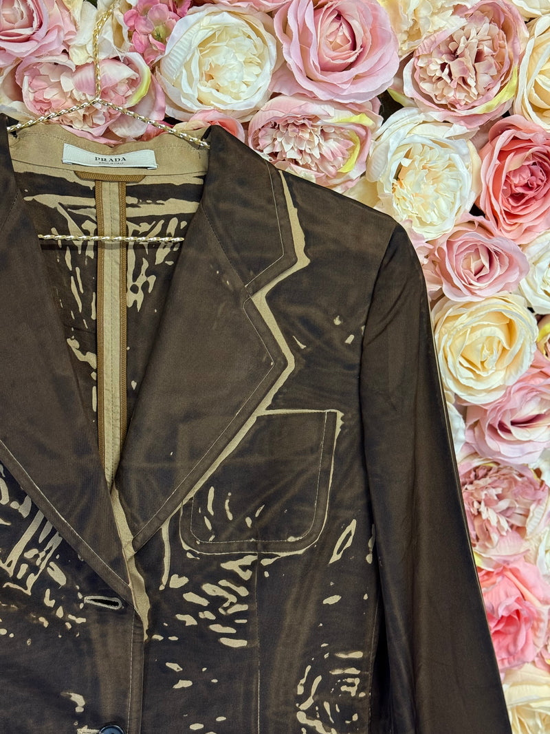 Prada thin Blazer S/S 2005 Brown Multi Sz. 38 DE