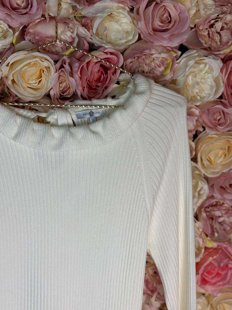 Ann&Line Sweater with Ruffles Cream Sz. 38 DE