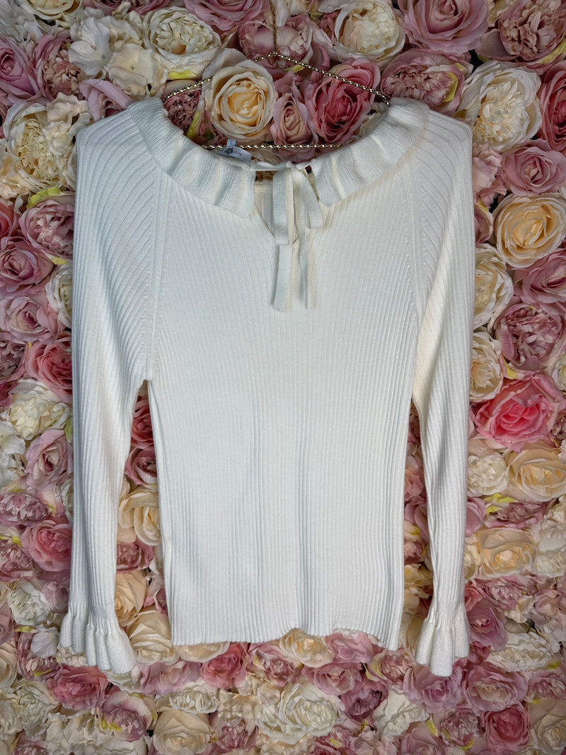 Ann&Line Sweater with Ruffles Cream Sz. 38 DE