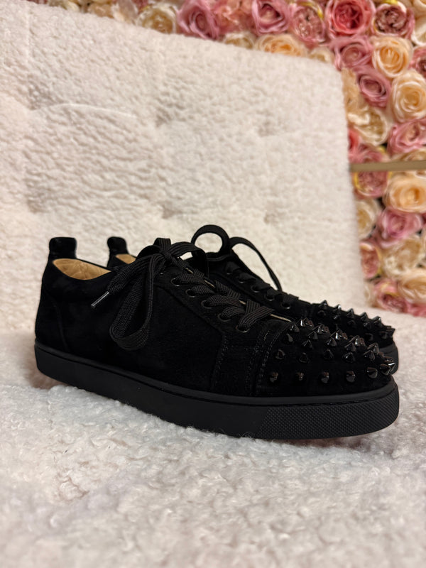 Louboutin Velour Sneakers with Spikes Black