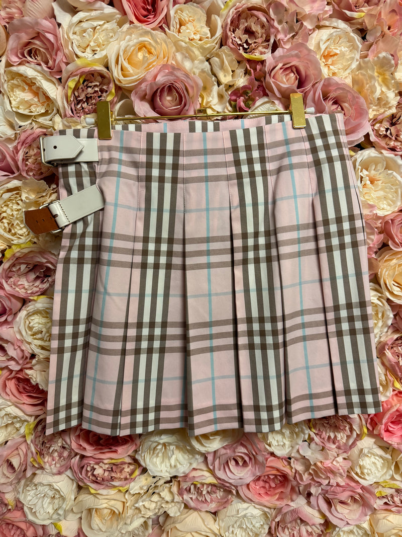 Burberry Skirt Check Pattern Light Pink Multi