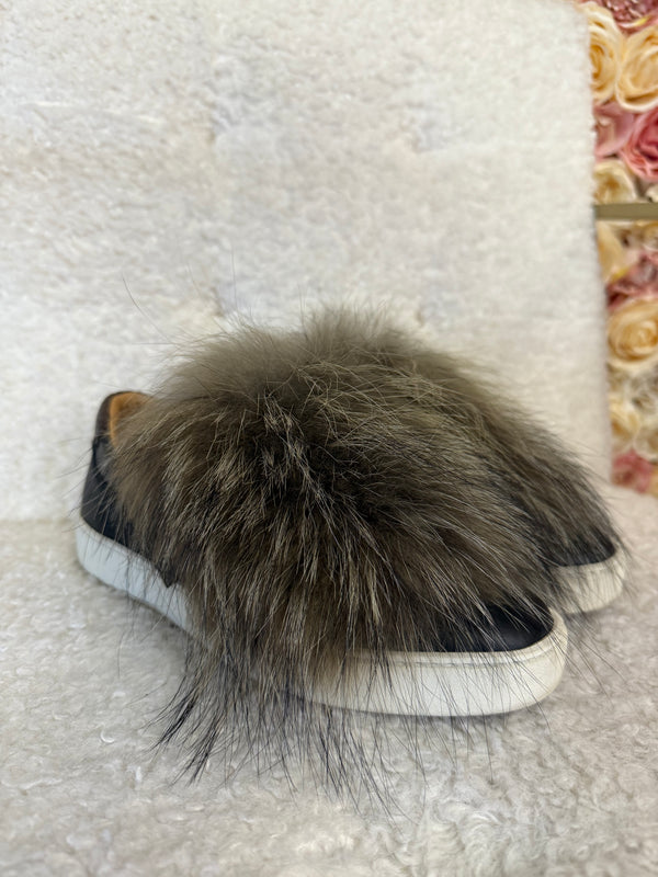 Santoni Loafers Black with Fur
