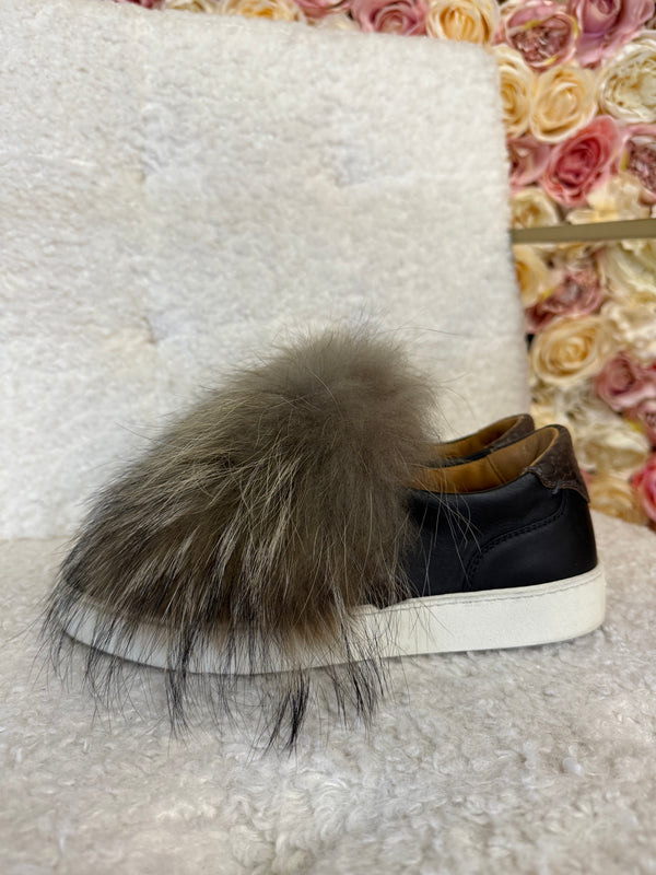 Santoni Loafers Black with Fur