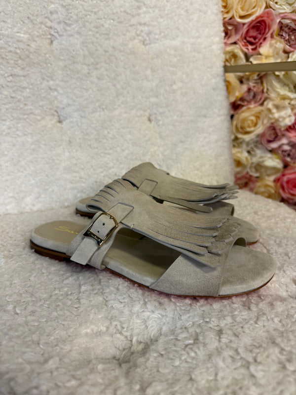 Santoni Suede Sandals Light Grey Sz. 39 EU