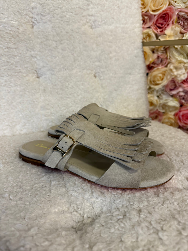 Santoni Suede Sandals Light Grey Sz. 39 EU