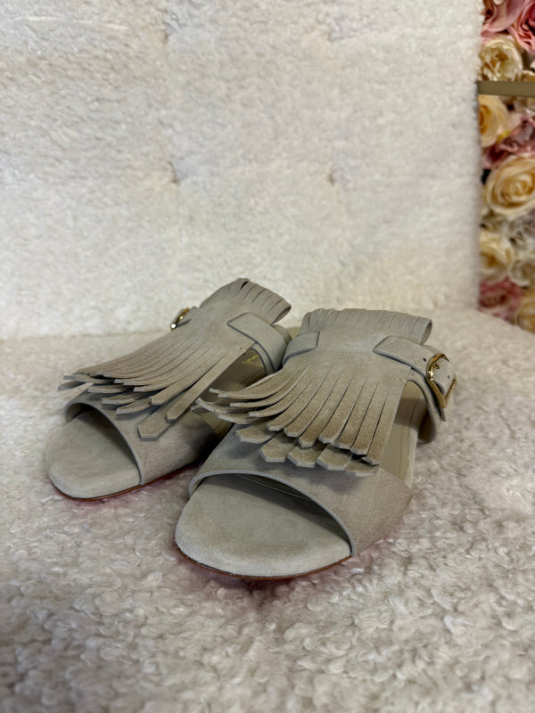 Santoni Suede Sandals Light Grey Sz. 39 EU