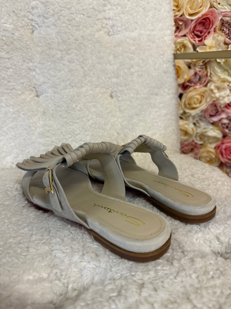 Santoni Suede Sandals Light Grey Sz. 39 EU