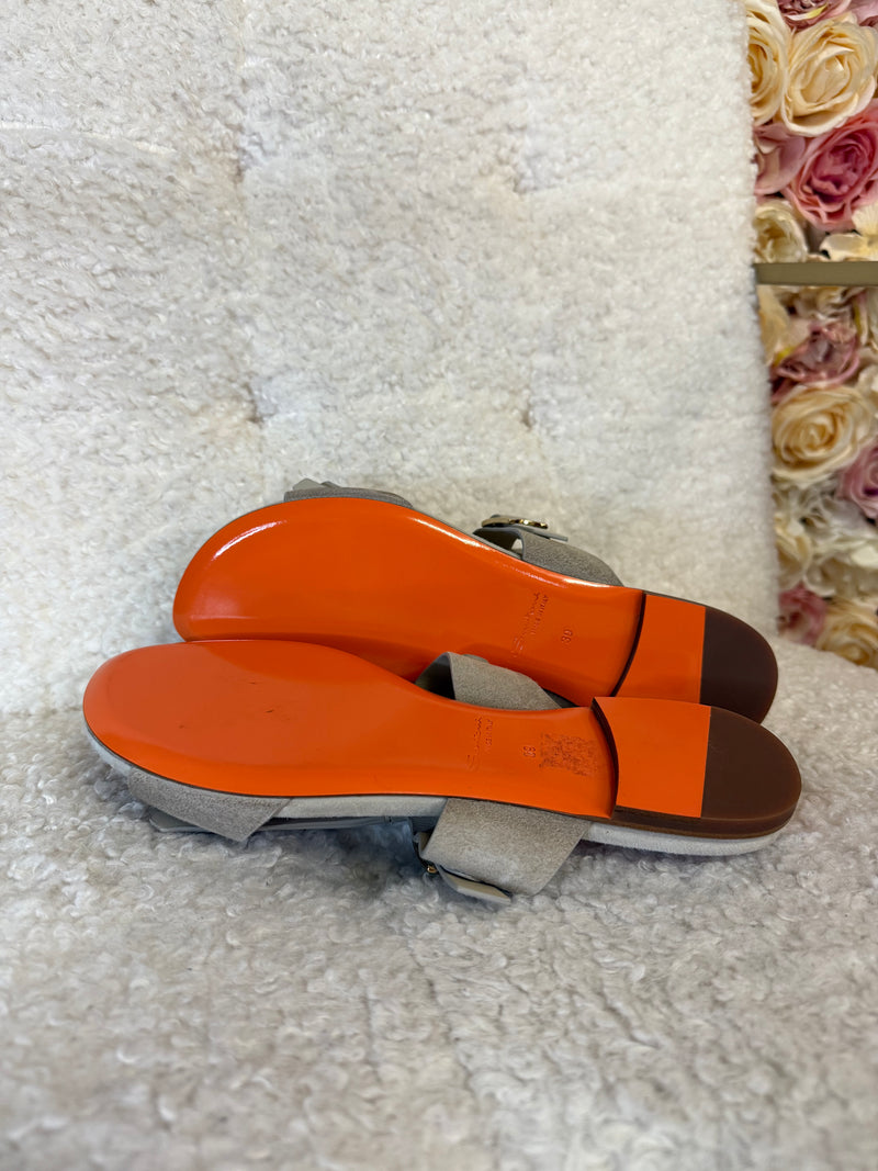 Santoni Suede Sandals Light Grey Sz. 39 EU