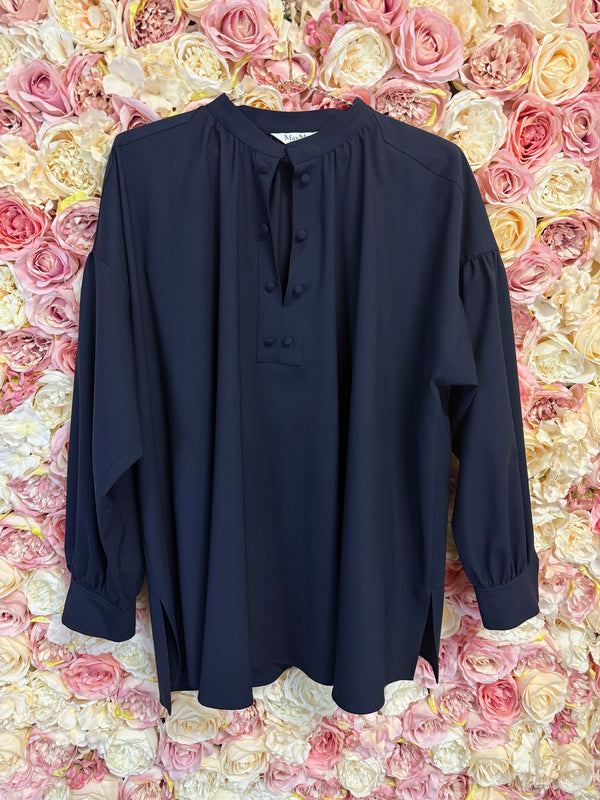 Max Mara Oversized Cotton Blouse Blue No Size