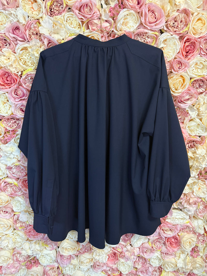 Max Mara Oversized Cotton Blouse Blue No Size