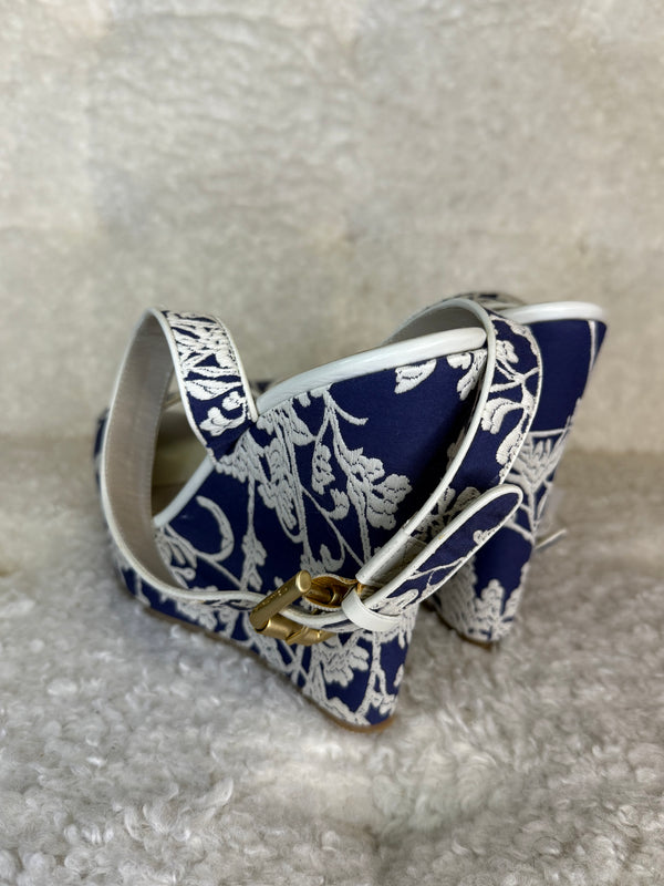 Santoni Wedges Blue White