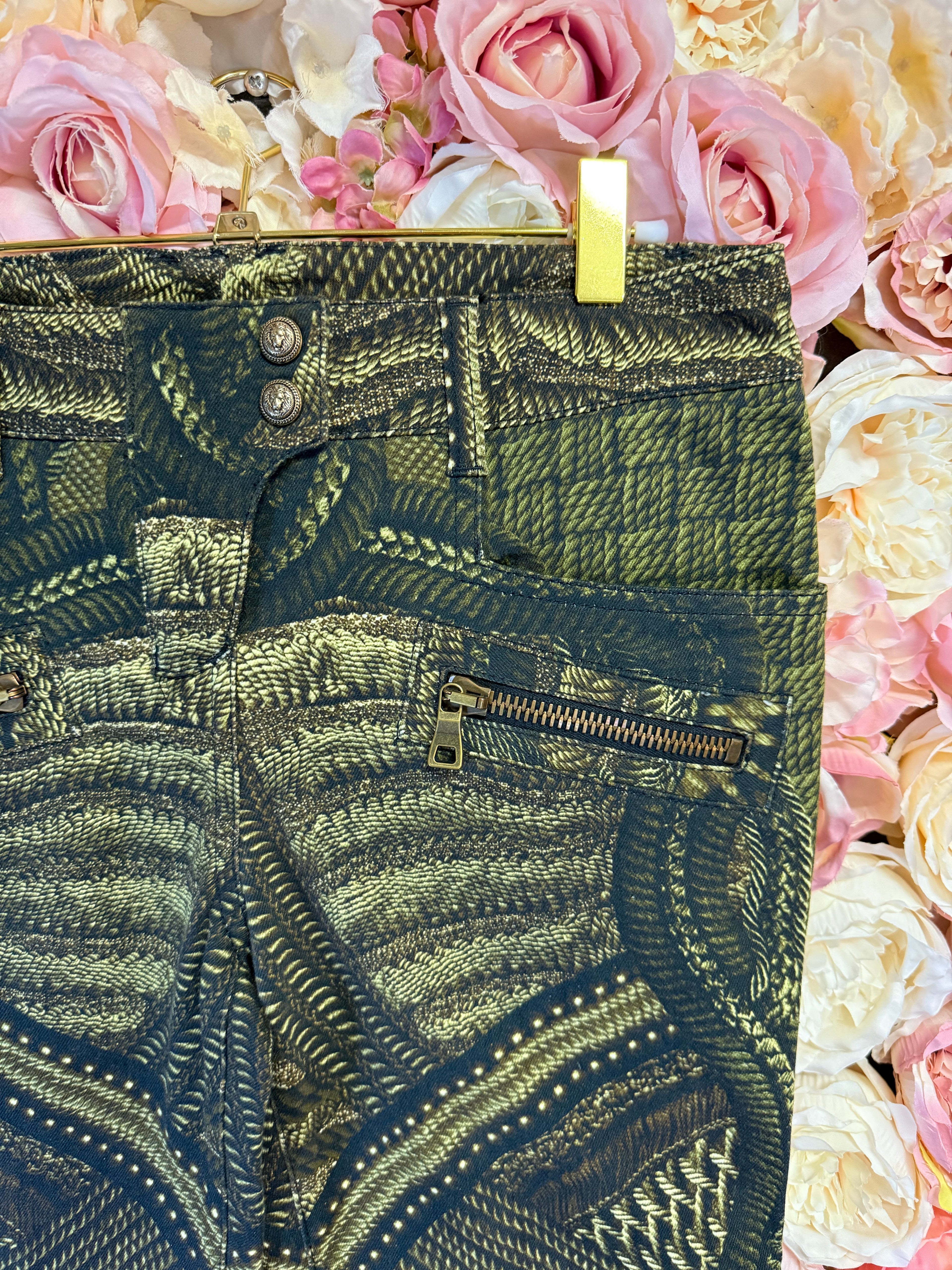 Balmain Jeans Green Brownish Pattern