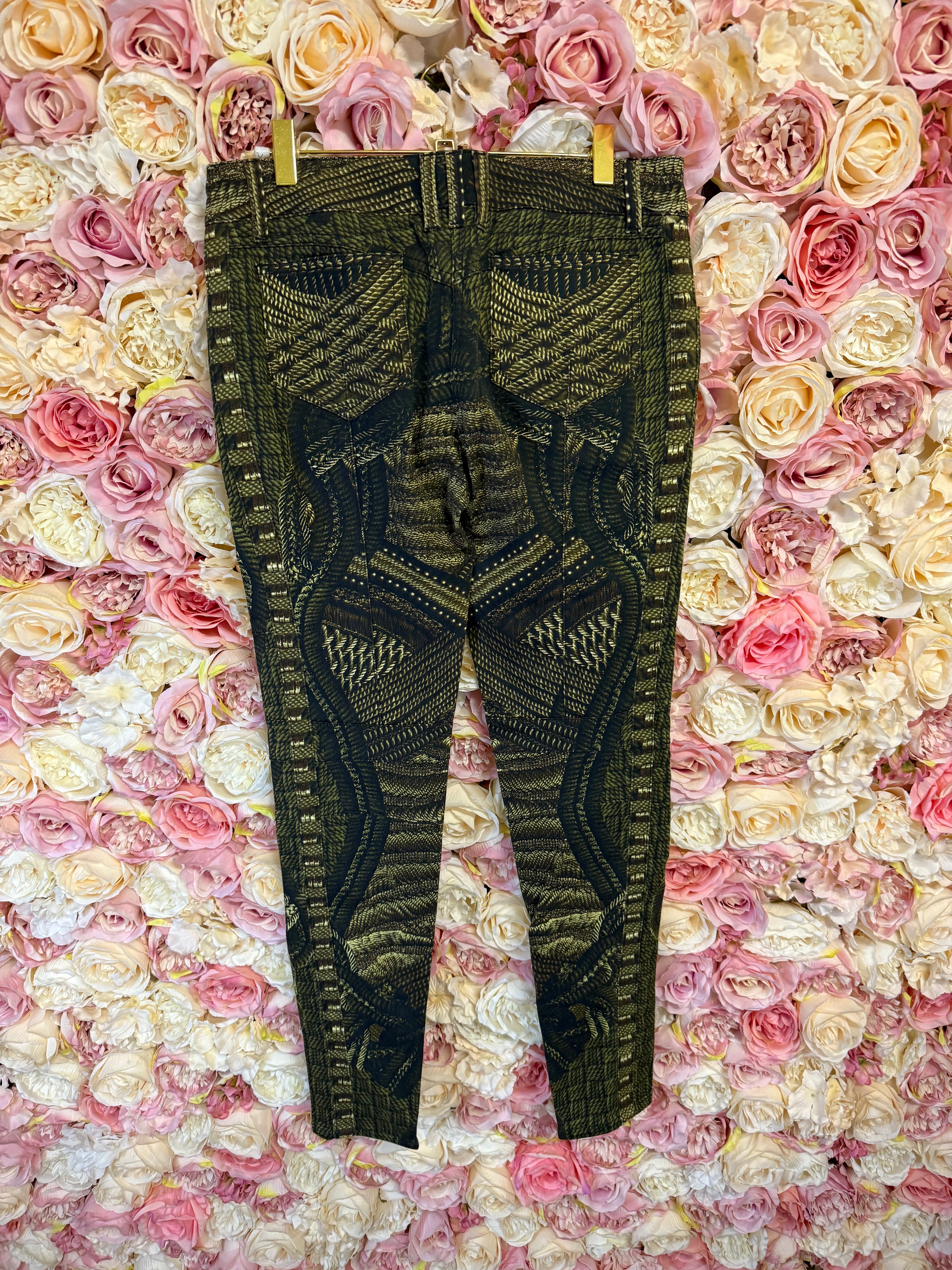 Balmain Jeans Green Brownish Pattern