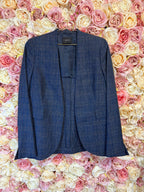Akris Classic Blazer Check Pattern Blue