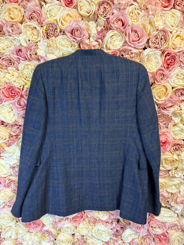 Akris Classic Blazer Check Pattern Blue