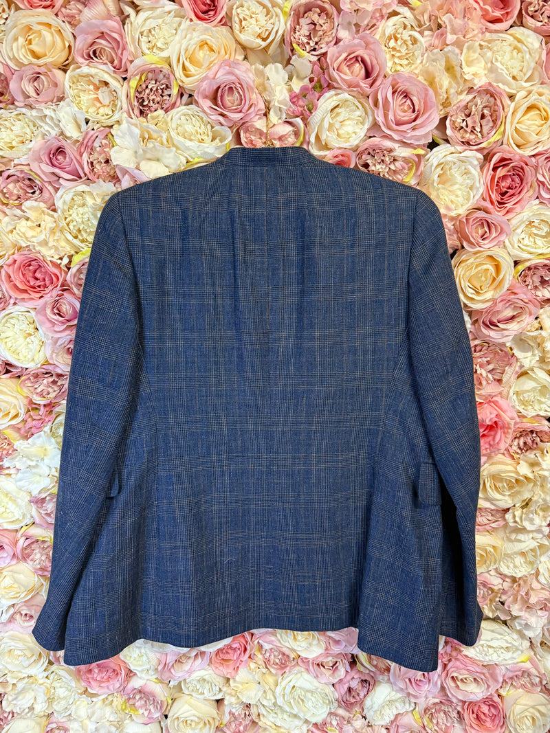Akris Classic Blazer Check Pattern Blue
