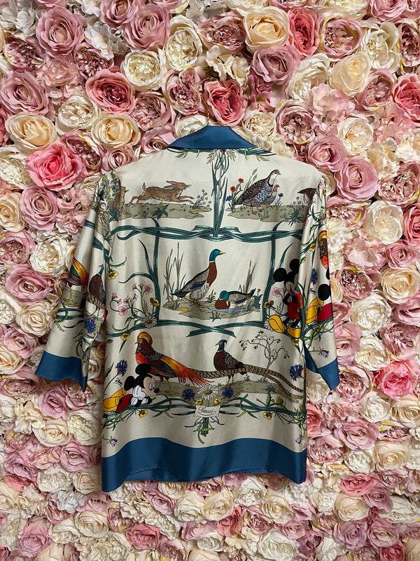 Gucci x Disney Blouse Cream Blue Multi with Mickey Mouse