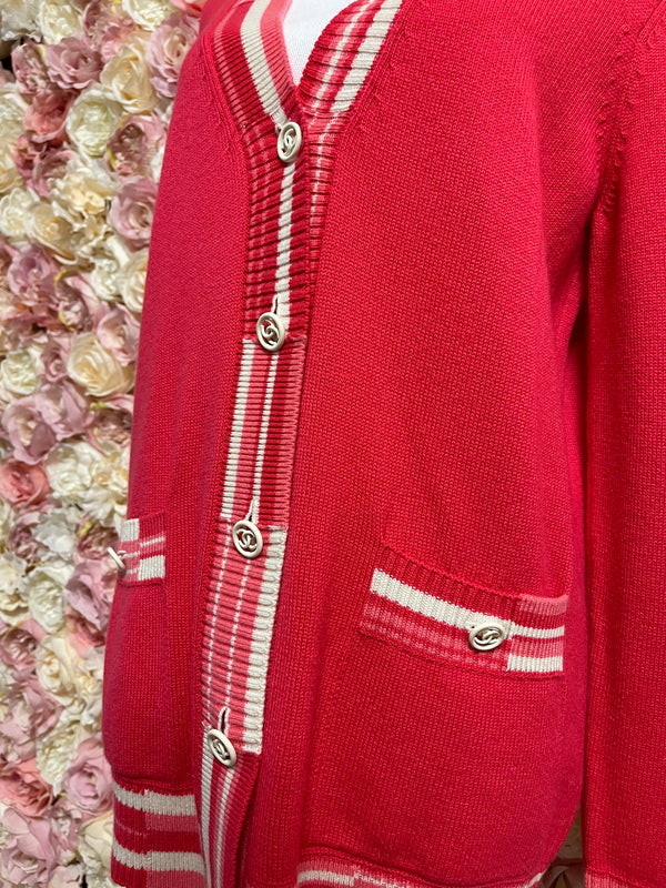 Chanel Cashmere Cardigan Pink White