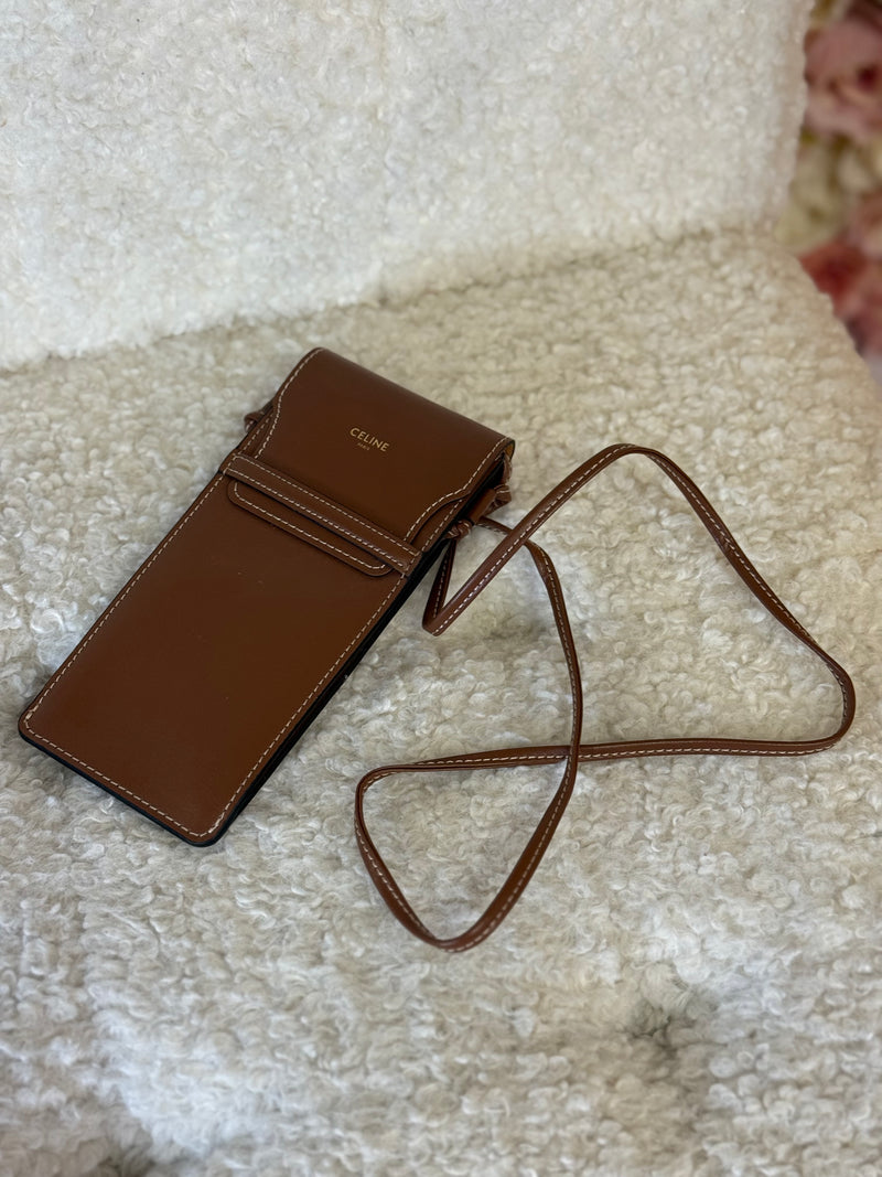 Celine Leather Sunglasses Case / Clutch Brown