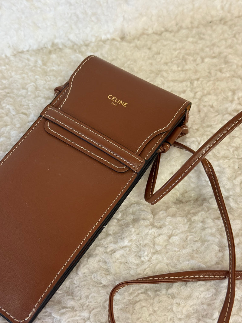 Celine Leather Sunglasses Case / Clutch Brown