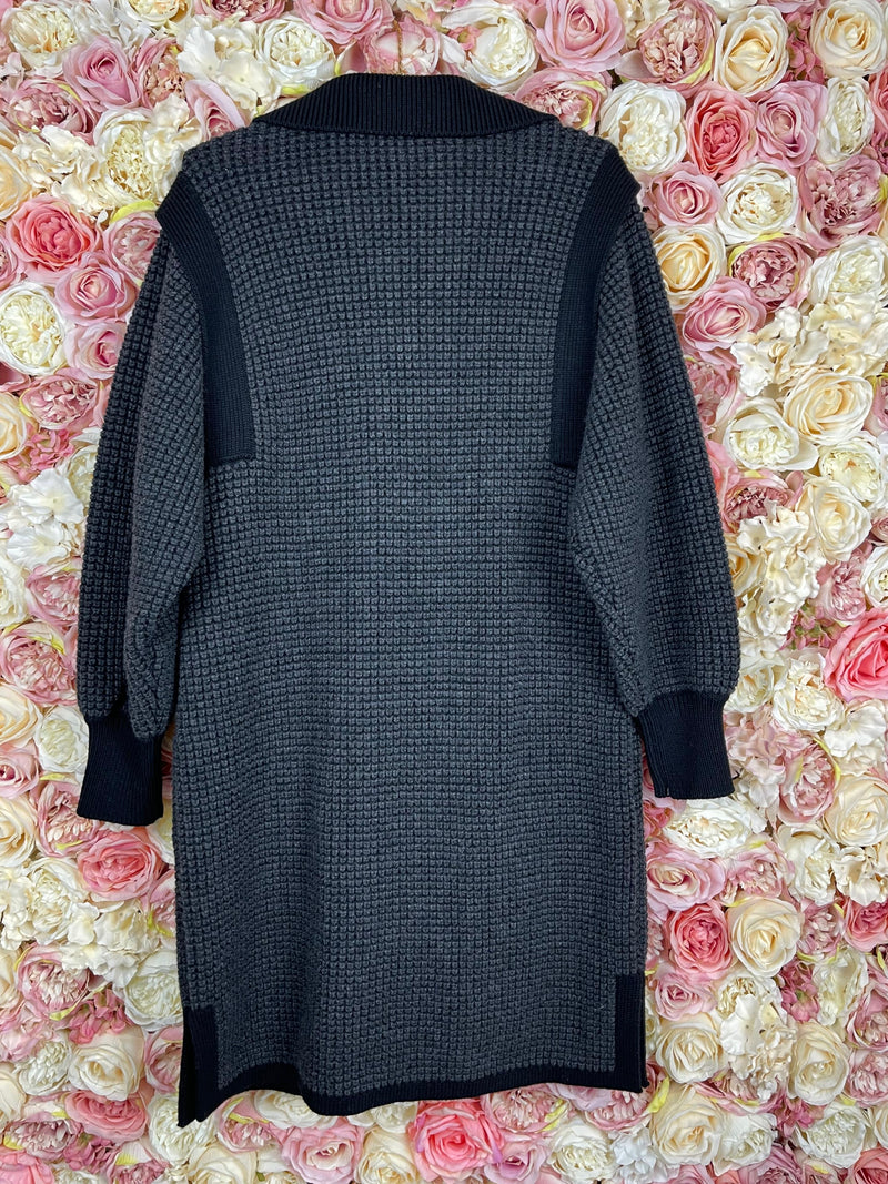 Akris Cashmere Knit Cardigan Grey Black Sz. 42 DE